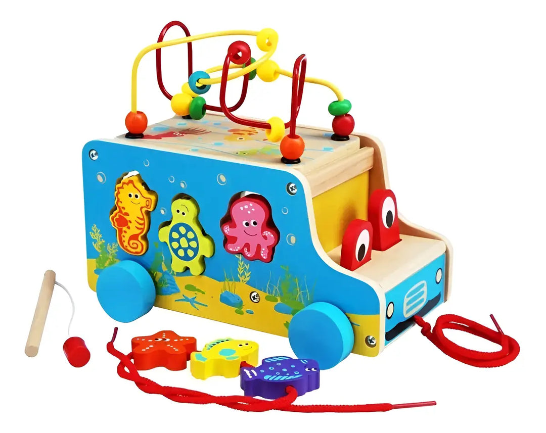 Juguete Autobús Arrastre De Madera Para Niños