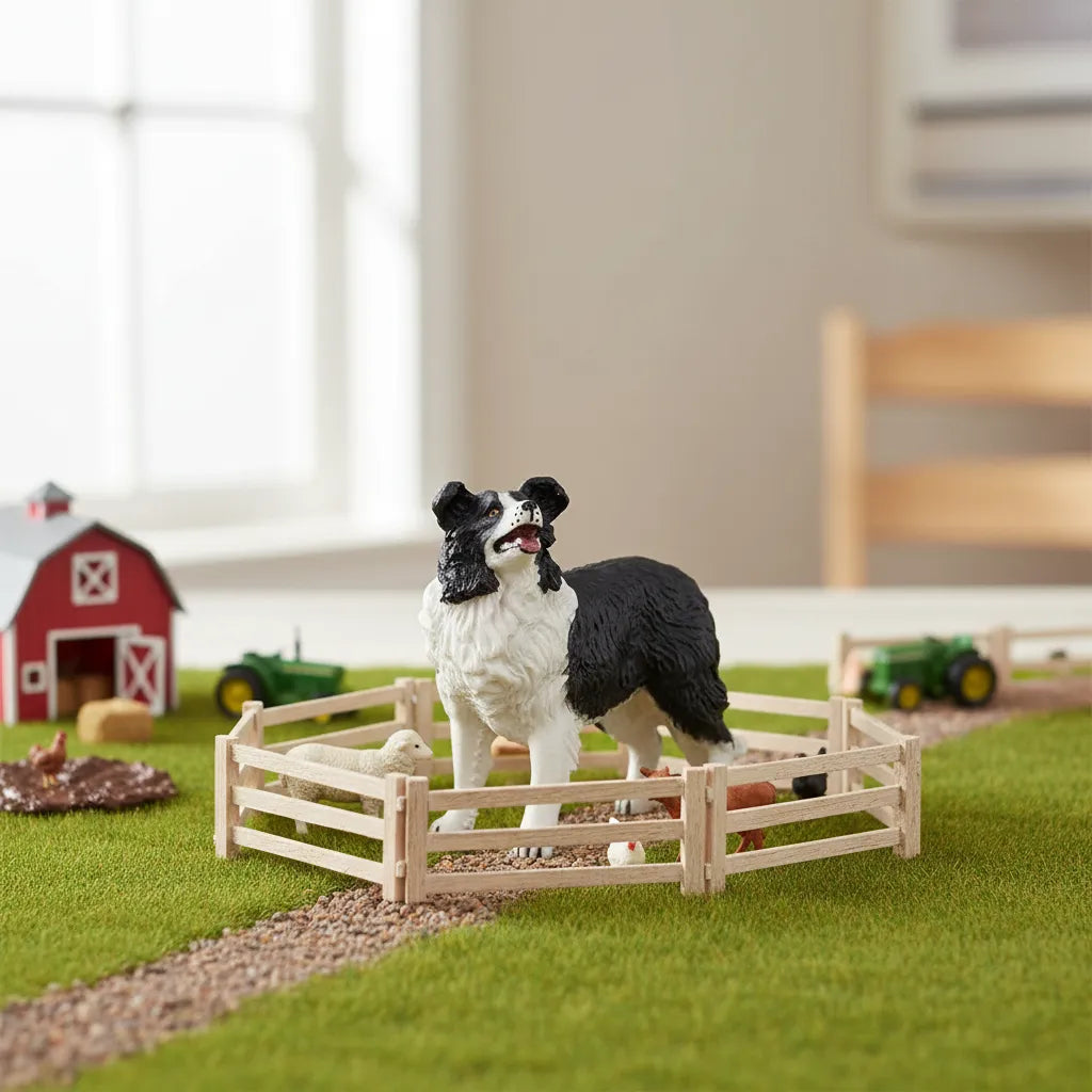 Figura Coleccionable Perro Border Collie Pintada A Mano