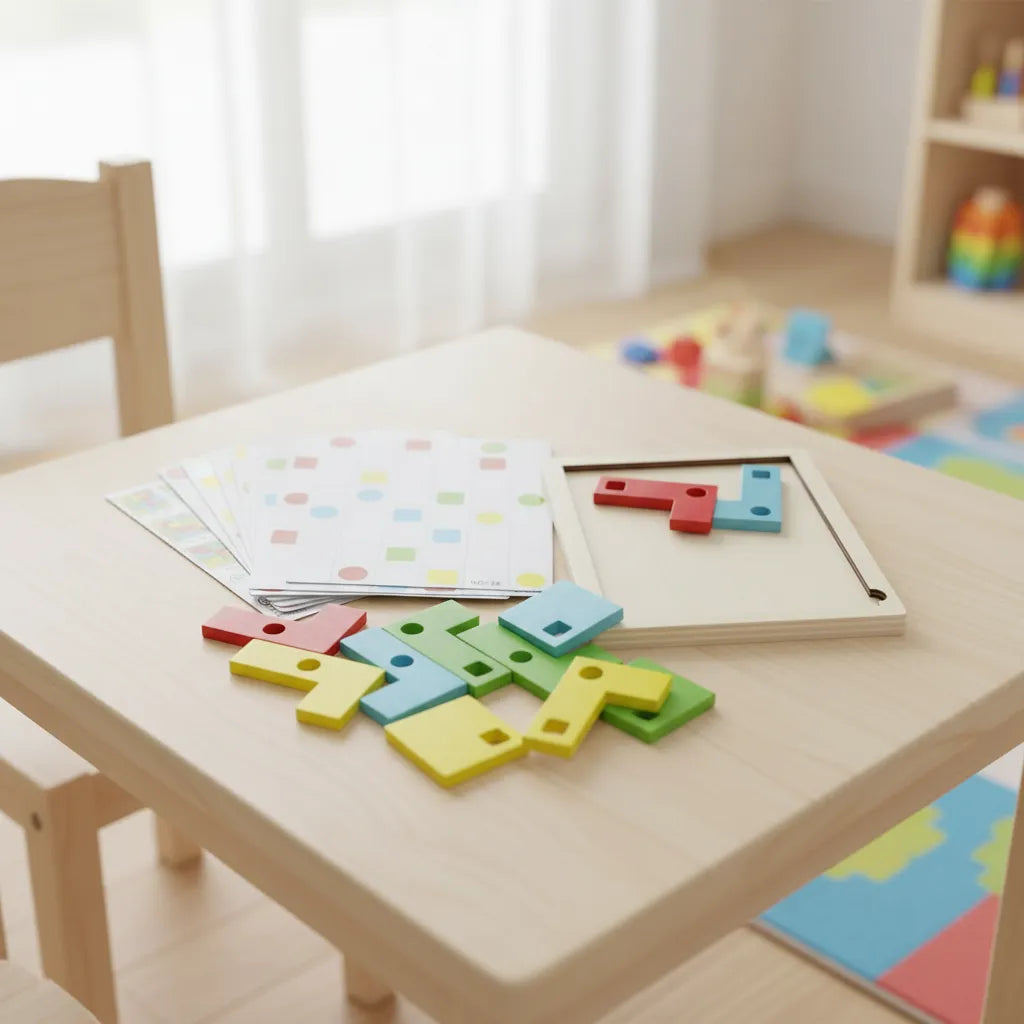 Juego Bloques Geométricos En Madera Para Niños