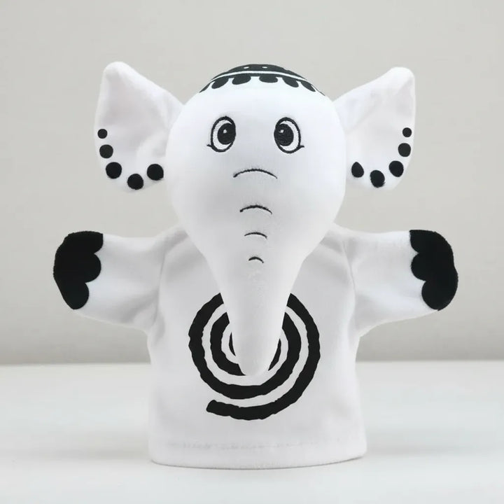 Títere Estimulación Elefante Blanco Y Negro Bebés