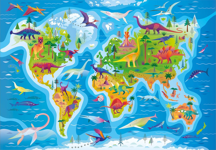 Rompecabezas 180 Piezas Mapa Dinosaurios Niños