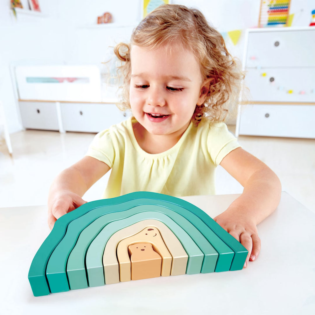 Juego Didáctico Bloques Apilables Oso Madera Para Niños