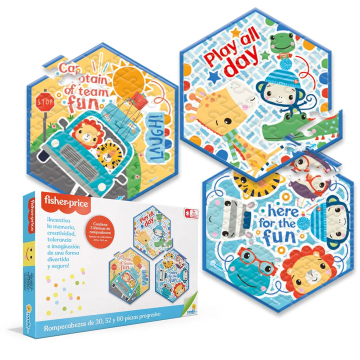 Rompecabezas Progresivo Fisher Price 30 52 Y 80 Piezas Niños