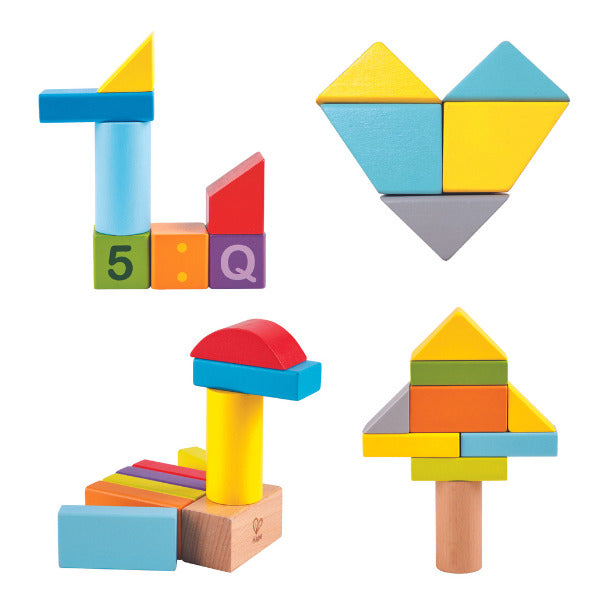 Bloques Construcción En Madera Letras Y Figuras 100 Piezas