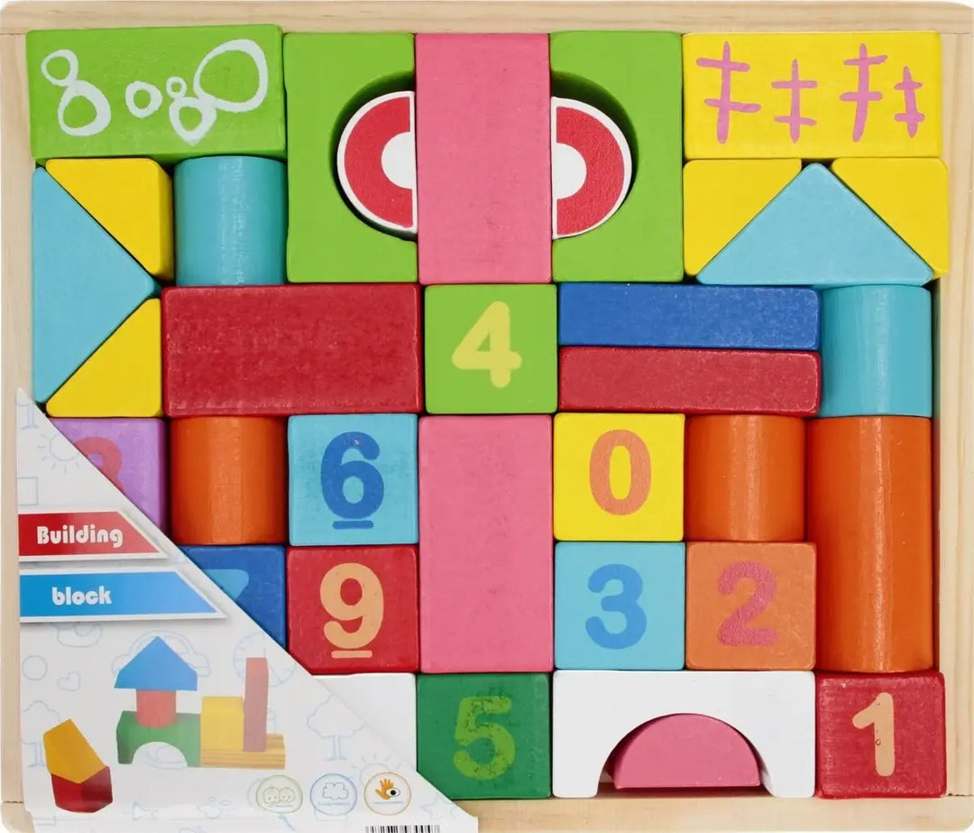 Juego De Bloques De Construcción En Madera 32 Piezas Niños