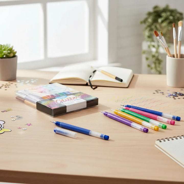 Set De Bolígrafos gel escarchado colores X12 para niños