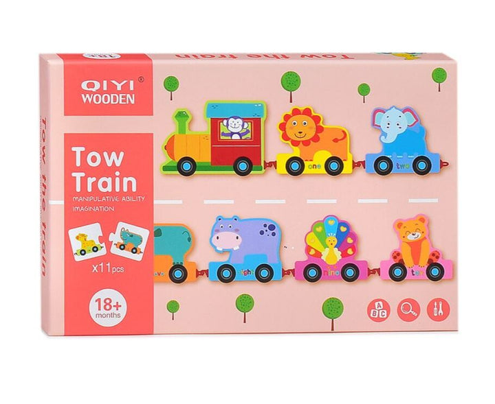Rompecabezas Tren De Madera Animales Para Niños