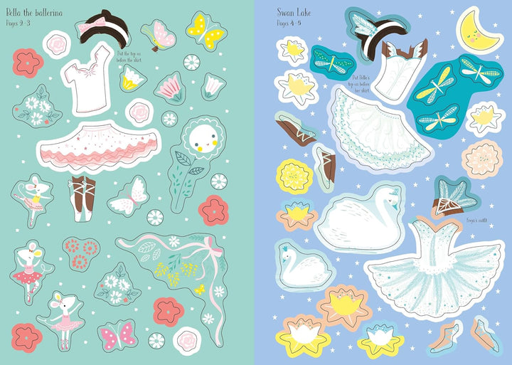 Libro Pequeñas Bailarina Con Stickers Para Vestir Para Niños