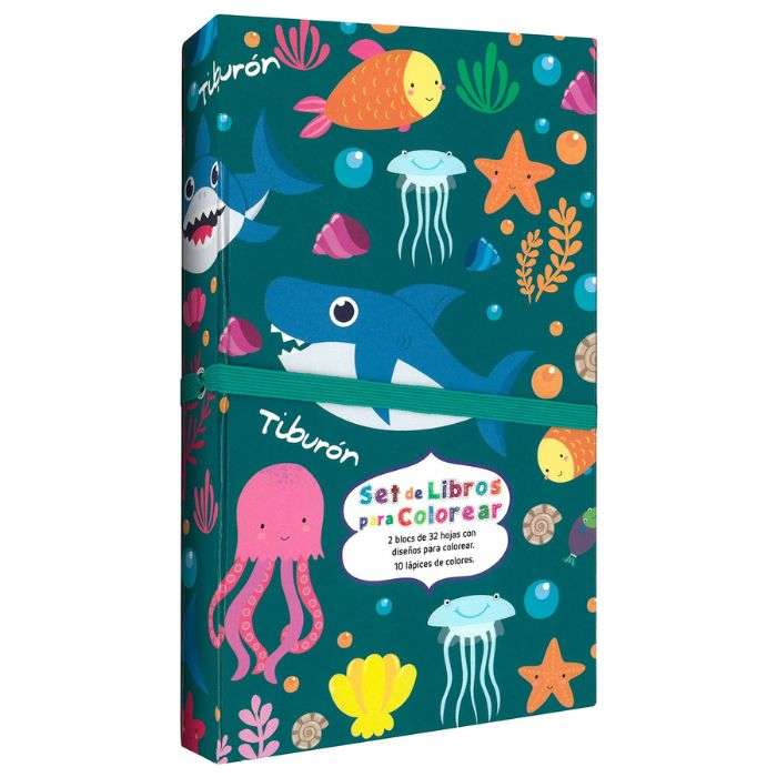 Libro Set Para Colorear Tiburones Con Colores Niños