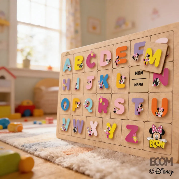 Juguete Didáctico Abecedario En Madera Minnie Para Niños