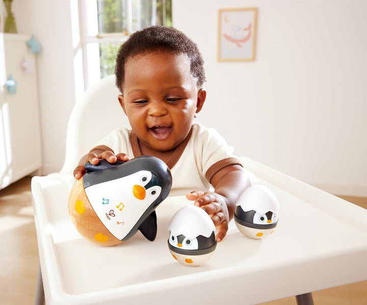 Juego Pingüino Sonajeros Musical Hape 3 Piezas Para Niños
