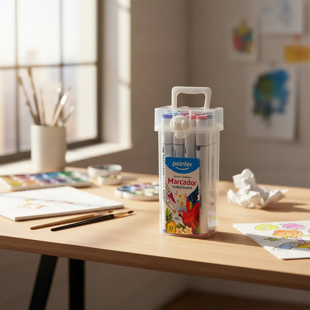 Set De Marcadores Doble Punta 12 Unidades Para Niños