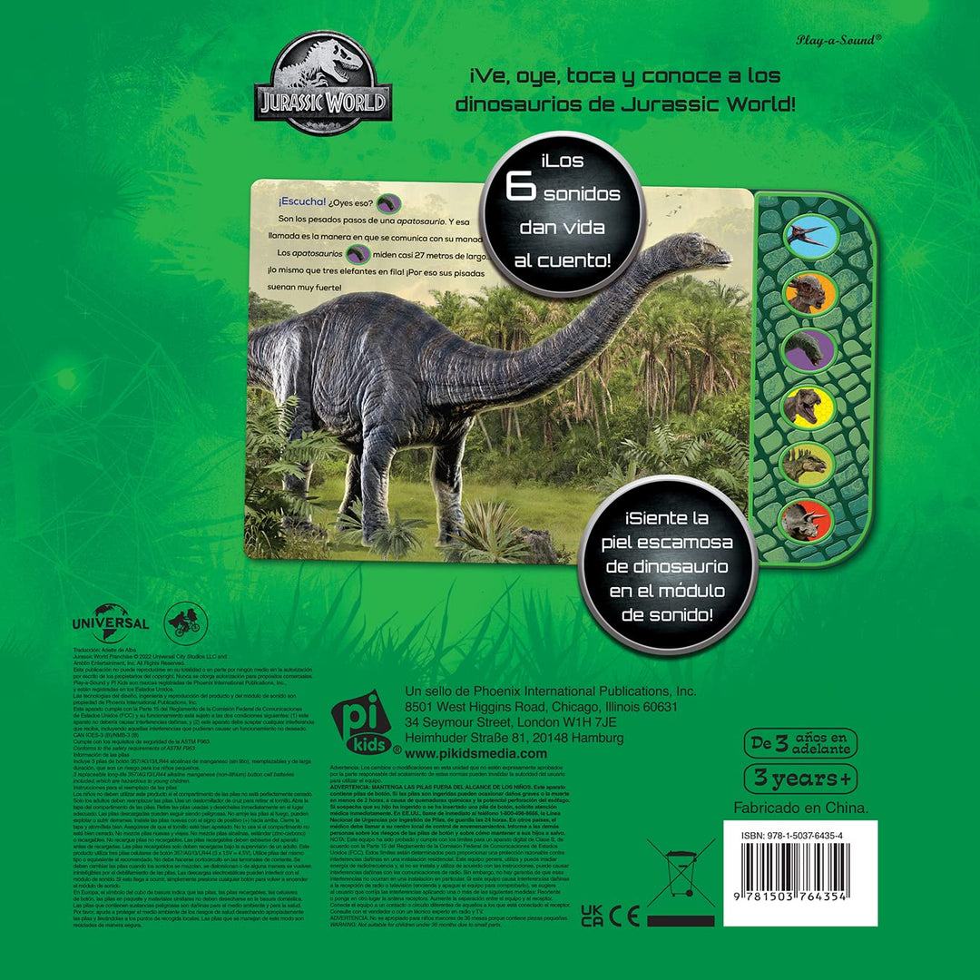 Libro Con Sonidos De Jurassic World Para Niños