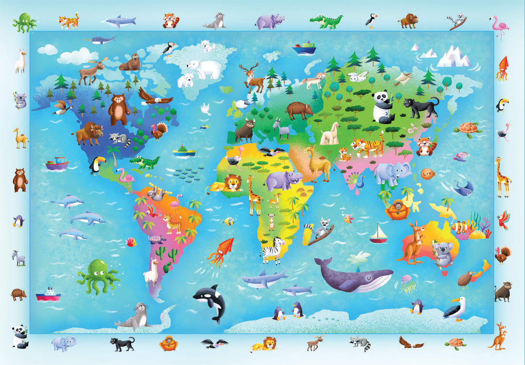 Rompecabezas 60 Maxi Piezas Mapa De Fauna Silvestre Niños