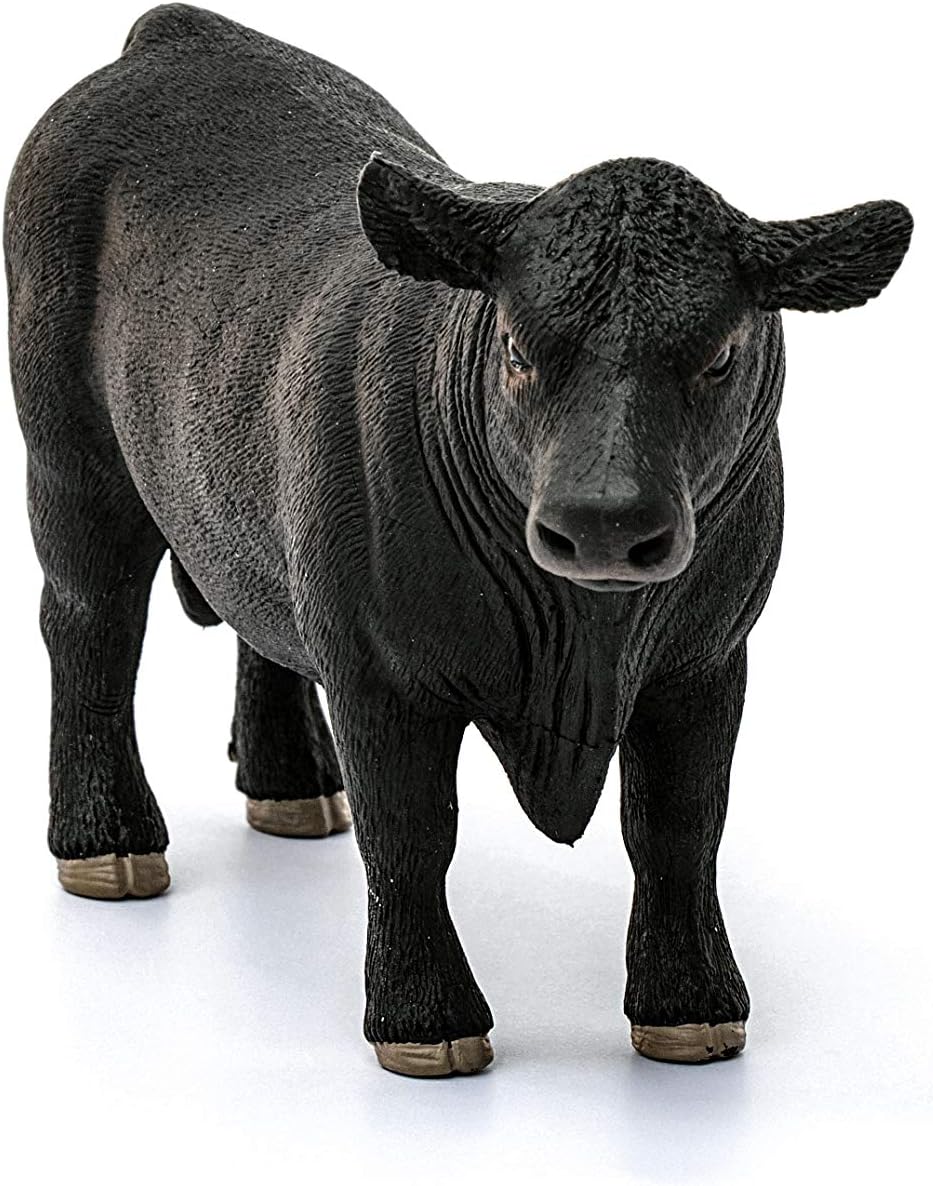Figura Animales Toro Angus Pintada A Mano