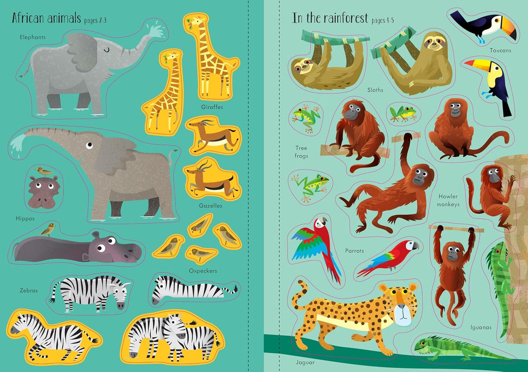 Libro Didáctico  Stickers  Animales De La Selva Para Niños