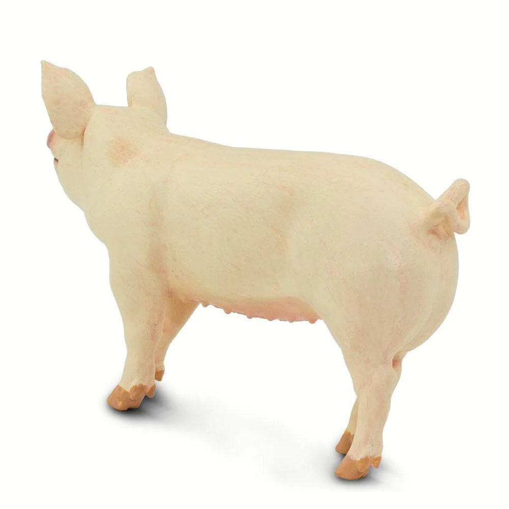 Figura Animales Cerdo Blanco Pintado a Mano