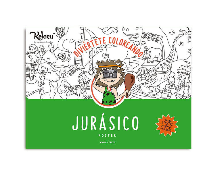 Póster para colorear Jurásico + stickers