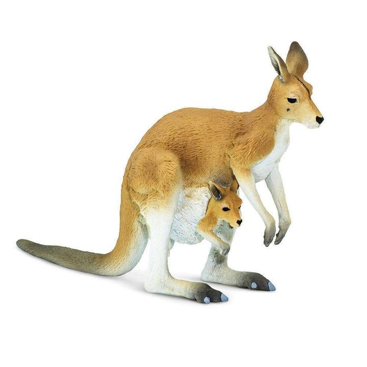 Figura Animales Canguro Con Cria Pintado a Mano