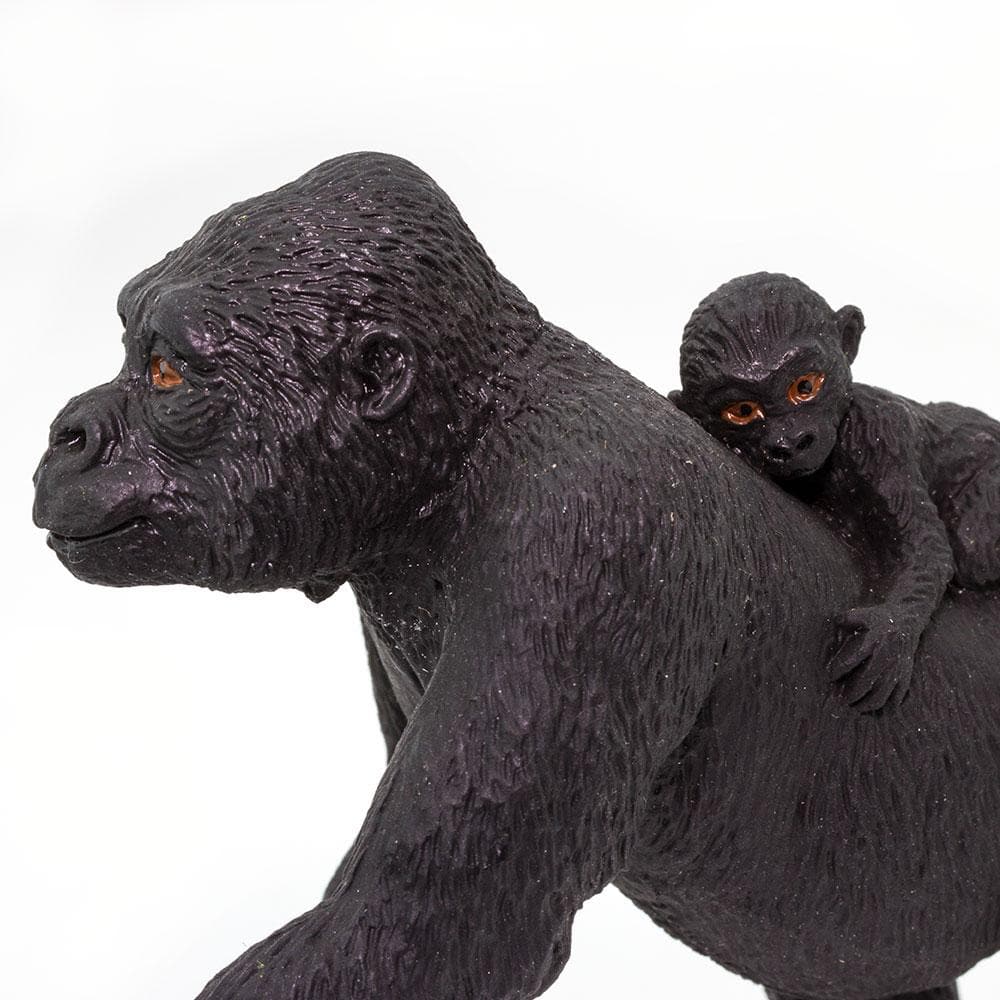 Figura Animales Gorila Con Cria Pintado a Mano