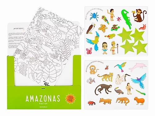 Póster para colorear Amazonas + stickers