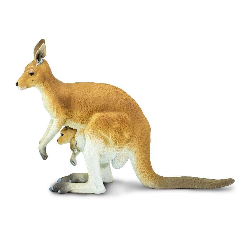 Figura Animales Canguro Con Cria Pintado a Mano