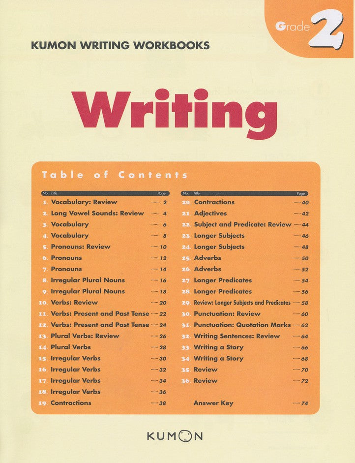 Libro Kumon Ejercicios De escritura Grado 2 En Ingles