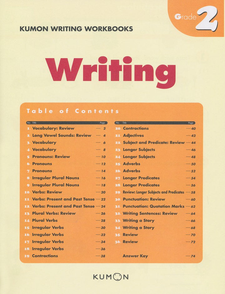 Libro Kumon Ejercicios De escritura Grado 2 En Ingles
