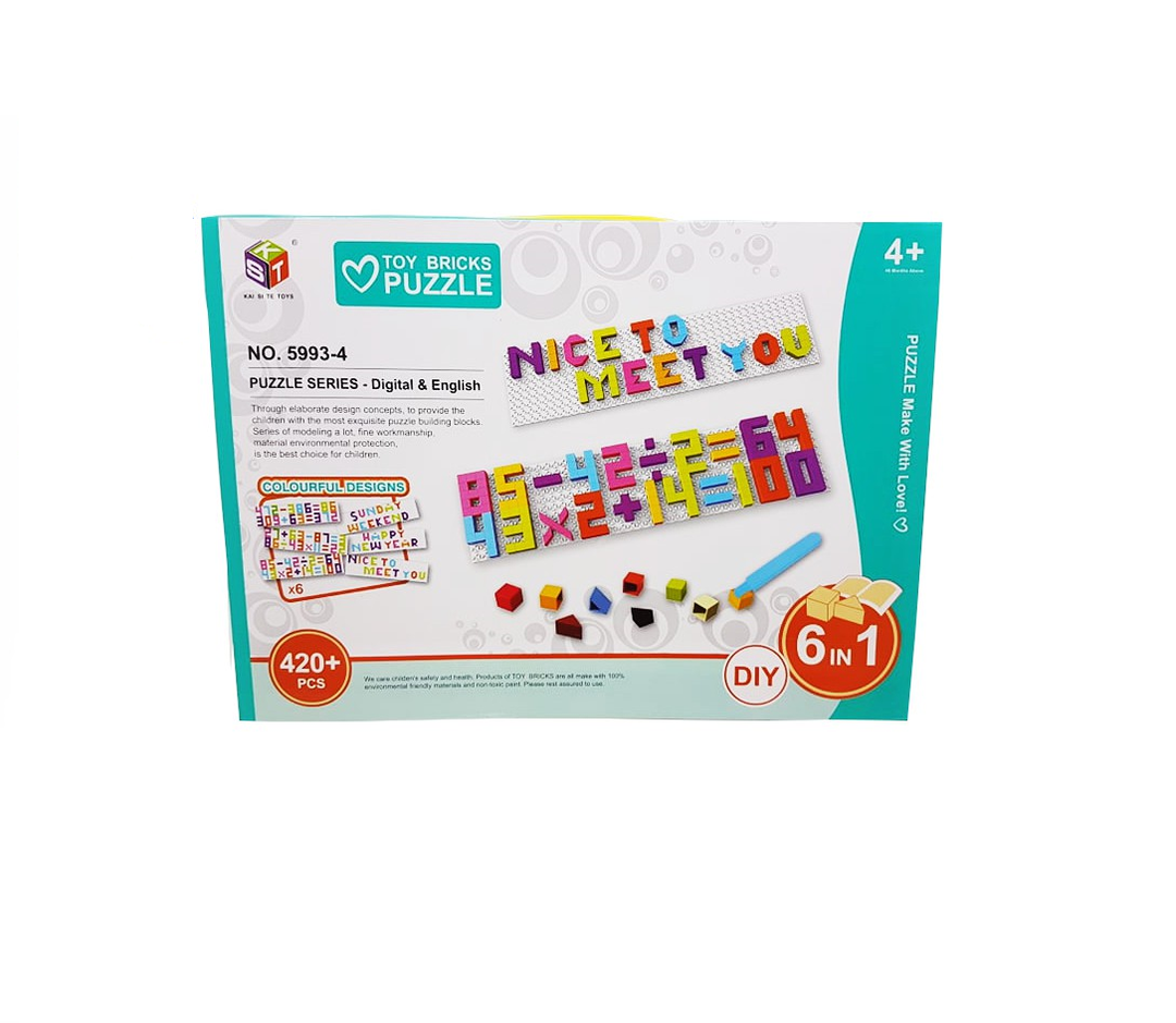 Rompecabezas tridimensional números y letras