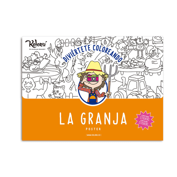 Póster para colorear La granja + stickers