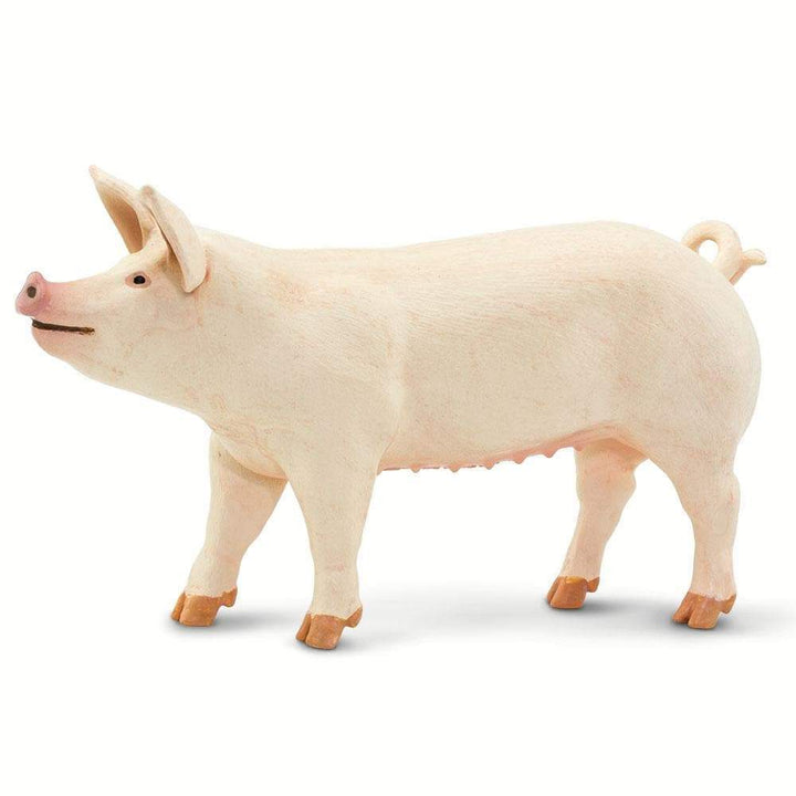 Figura Animales Cerdo Blanco Pintado a Mano
