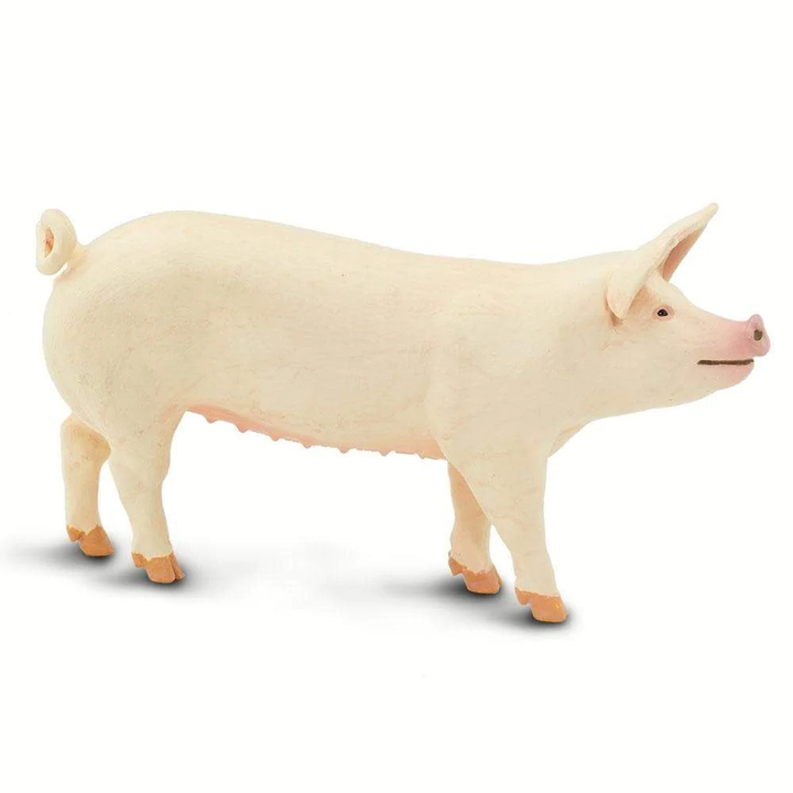 Figura Animales Cerdo Blanco Pintado a Mano