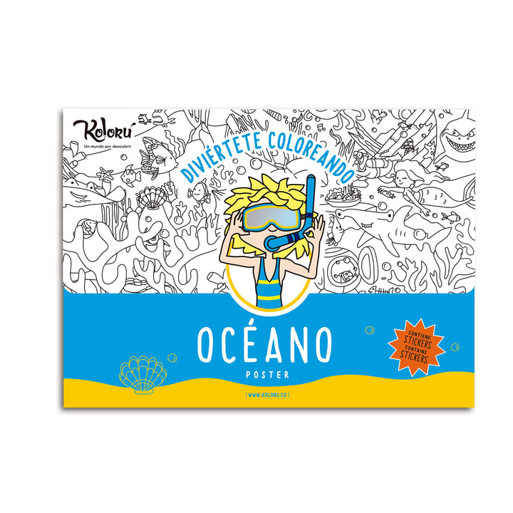 Póster para colorear Océano + stickers