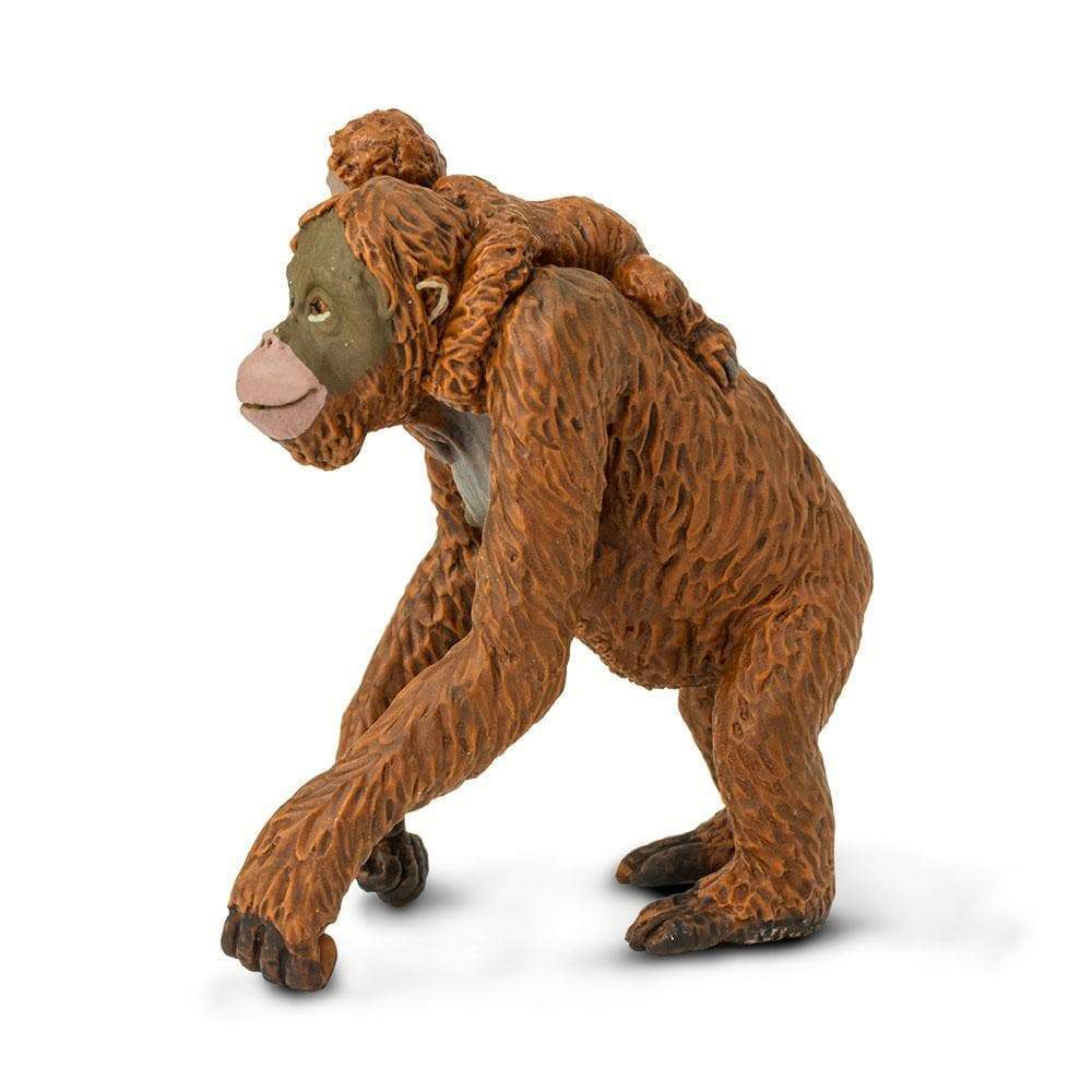 Figura Animales Orangutan Con Cria Pintado a Mano