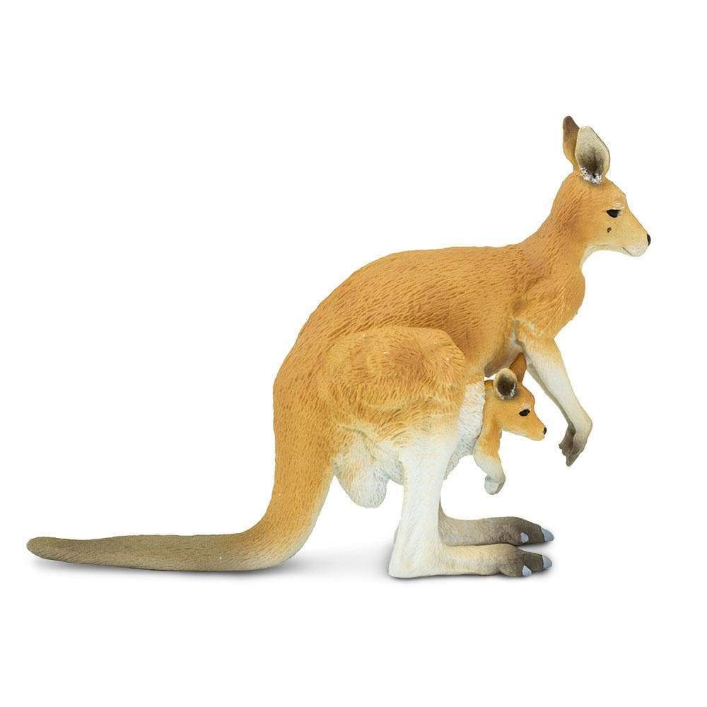 Figura Animales Canguro Con Cria Pintado a Mano
