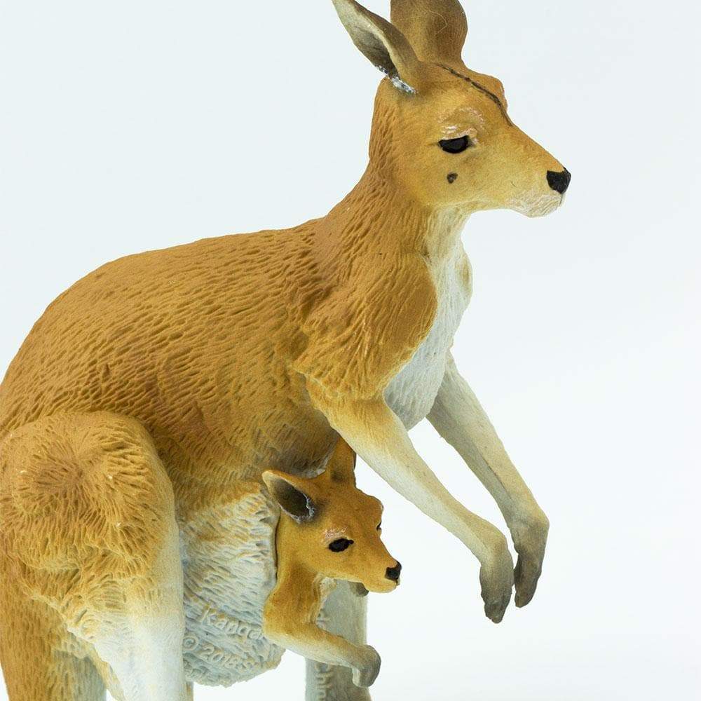Figura Animales Canguro Con Cria Pintado a Mano