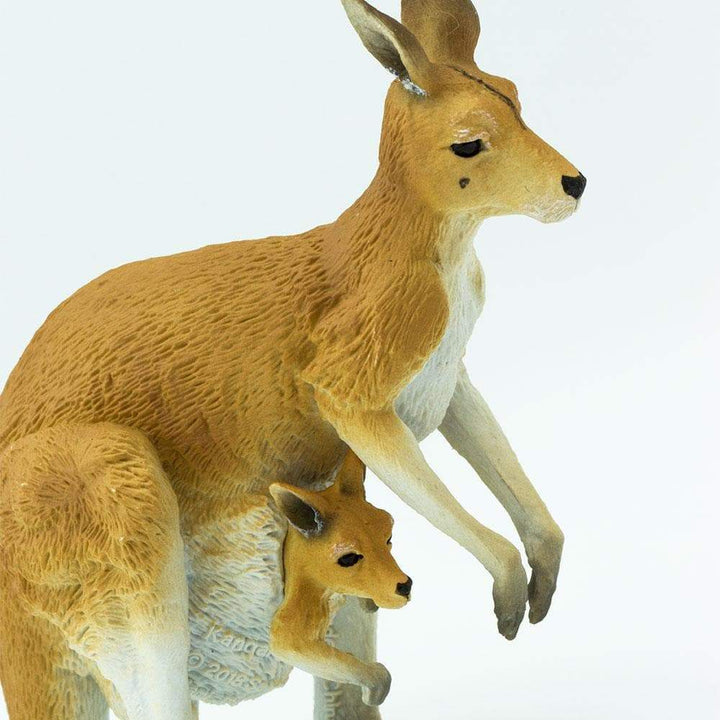Figura Animales Canguro Con Cria Pintado a Mano