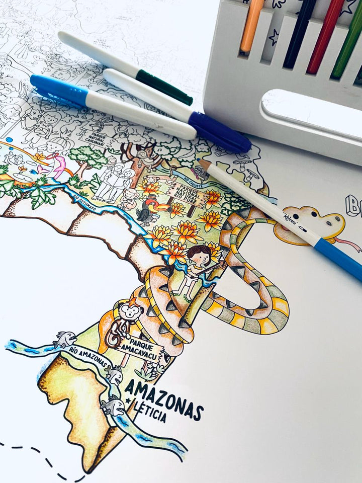 Póster para colorear Colombia + colores