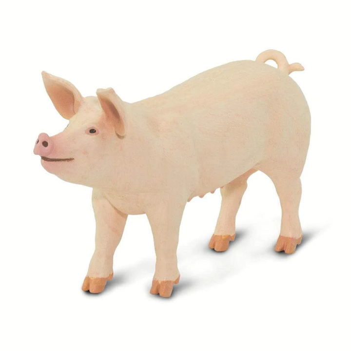 Figura Animales Cerdo Blanco Pintado a Mano