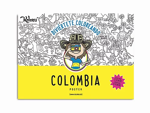 Póster para colorear Colombia + colores