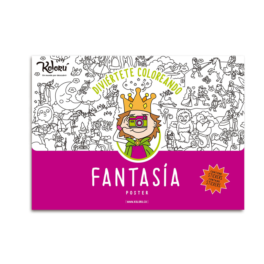 Póster para colorear Fantasía + stickers