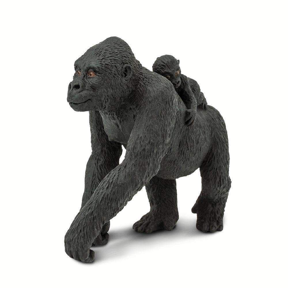 Figura Animales Gorila Con Cria Pintado a Mano