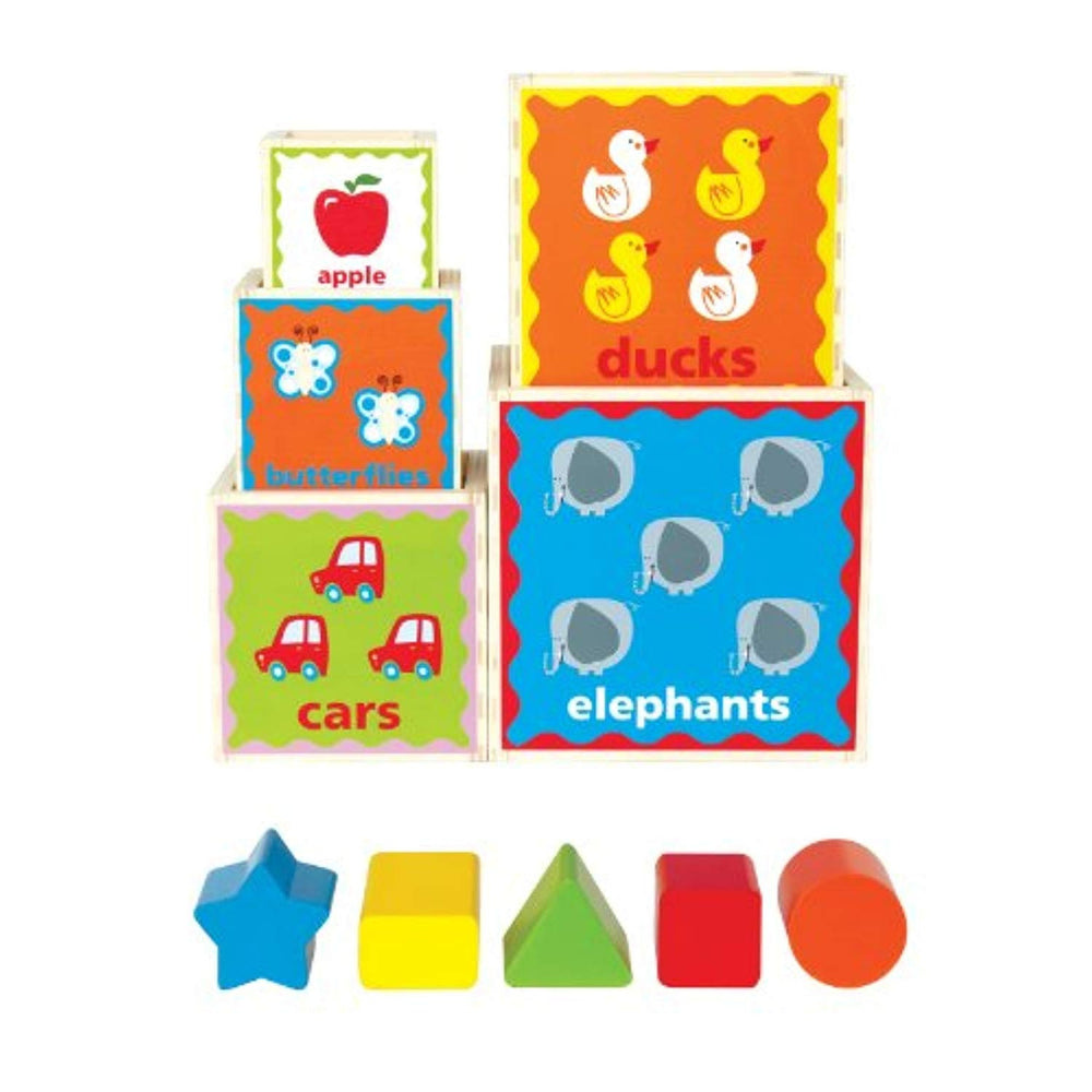 Cubos Apilables en Madera ABC 1-2-3
