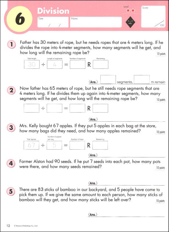 Libro Kumon Grade 4 Word Problems Para Niños Niñas