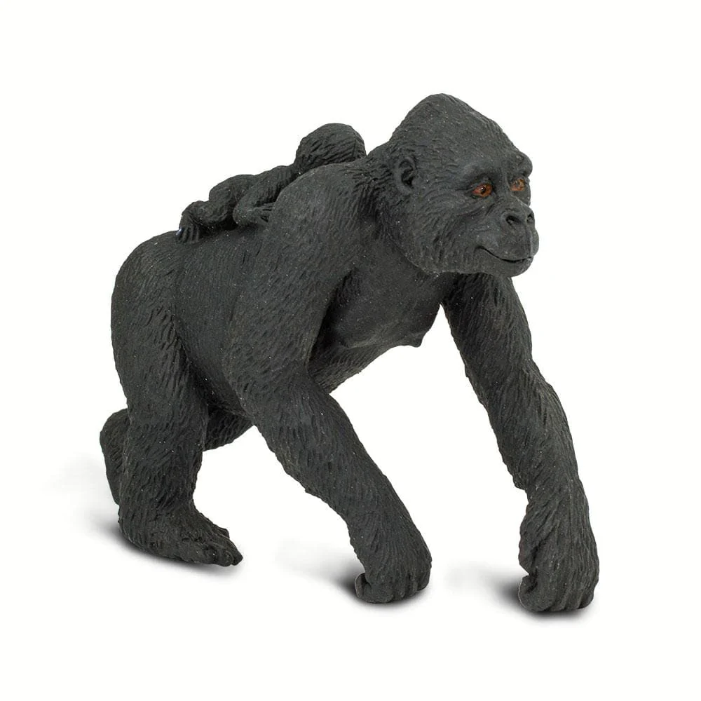 Figura Animales Gorila Con Cria Pintado a Mano