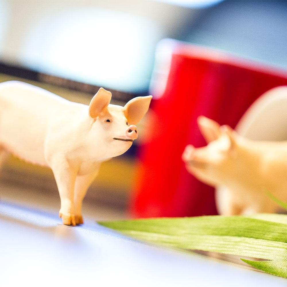 Figura Animales Cerdo Blanco Pintado a Mano