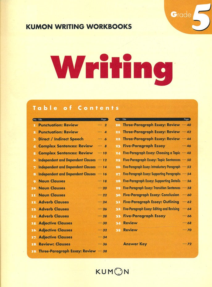 Libro Kumon Escritura Grado 5 En Ingles