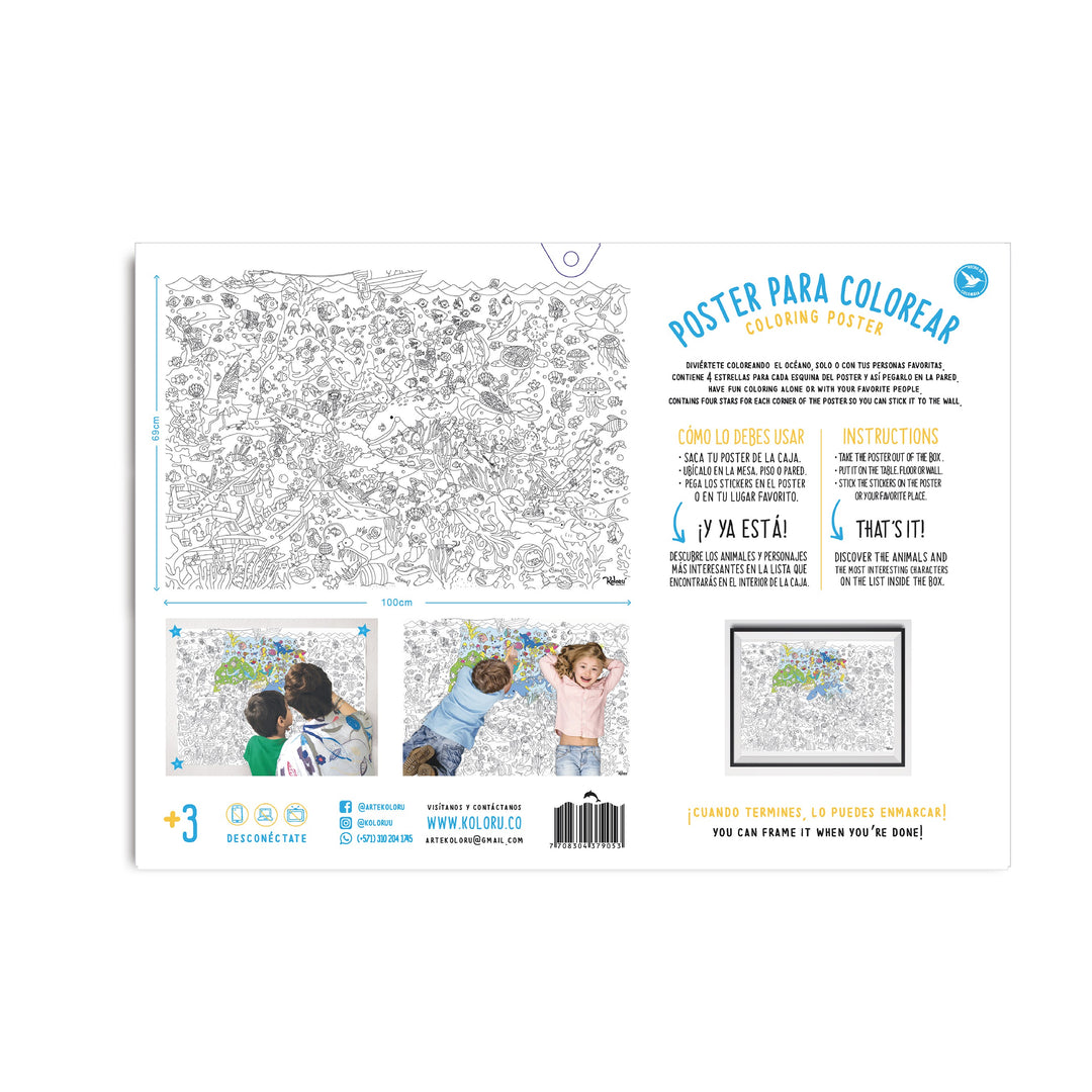 Póster para colorear Océano + stickers