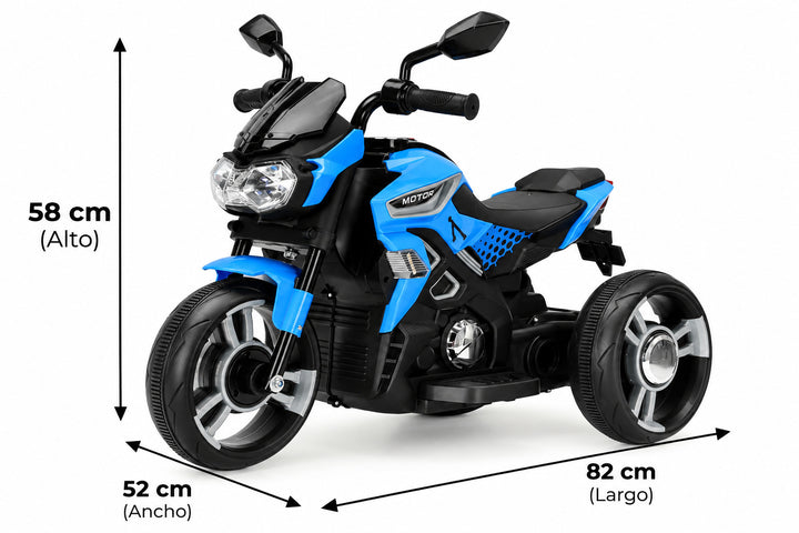 Moto Eléctrica Deportiva 6v Sonidos Y Luces Azul Niños