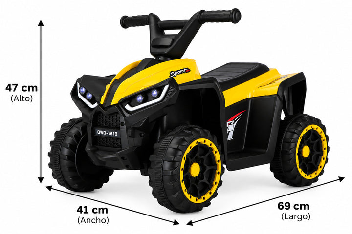 Cuatrimoto eléctrica Carro Montable Niños Amarillo Control Remoto